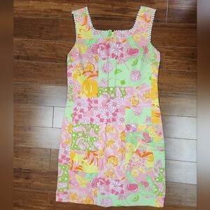 Vintage Lilly Pulitzer Juicy Patch Sun Dress Shrimp Cocktail Tropical Floral 6